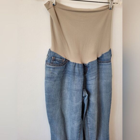 Indigo Blue Maternity Jeans Light Wash Denim Full Panel Stretch High Waist Small - Picture 2 of 6